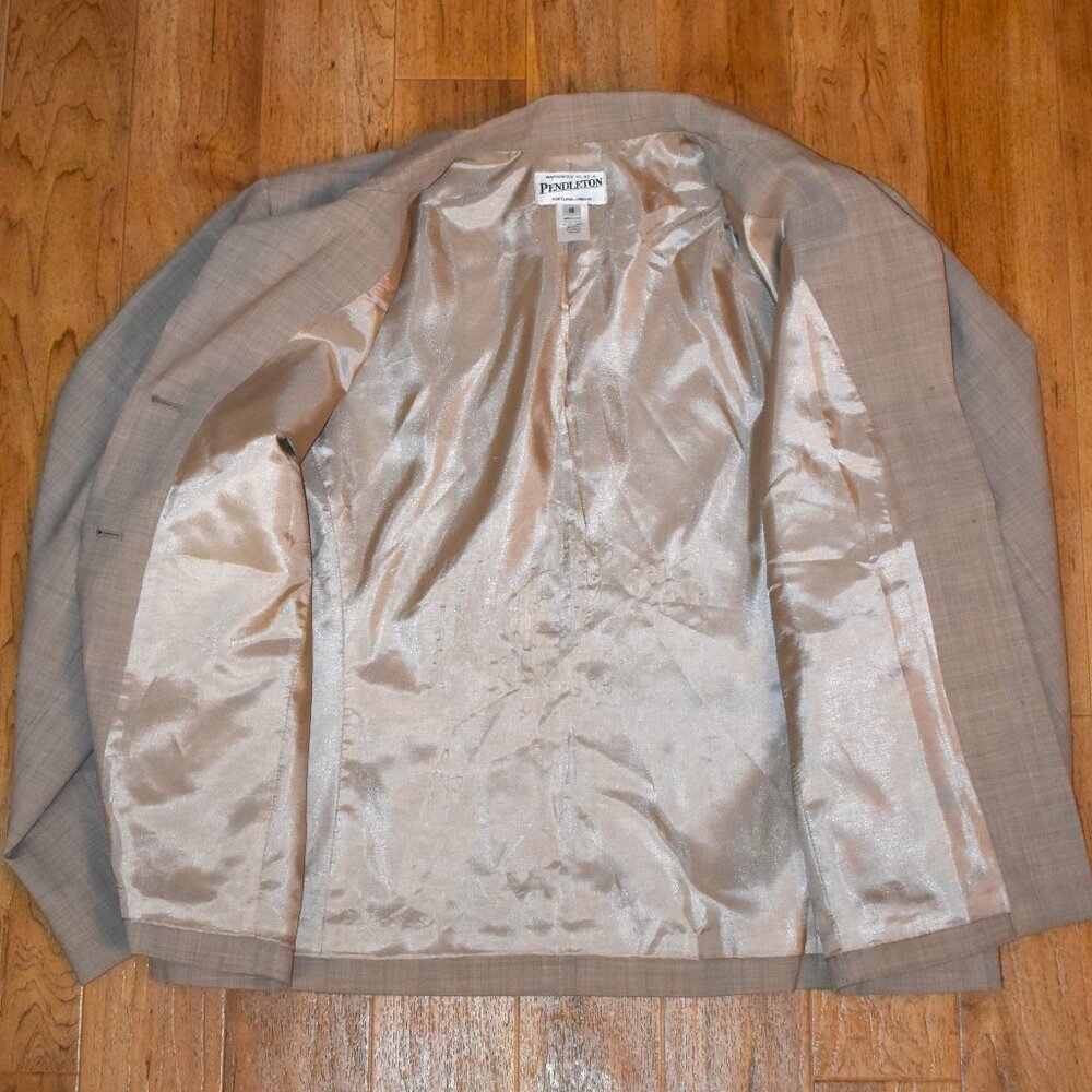 Pendleton Tan Patterned Lined Stretch Wool Blazer… - image 3
